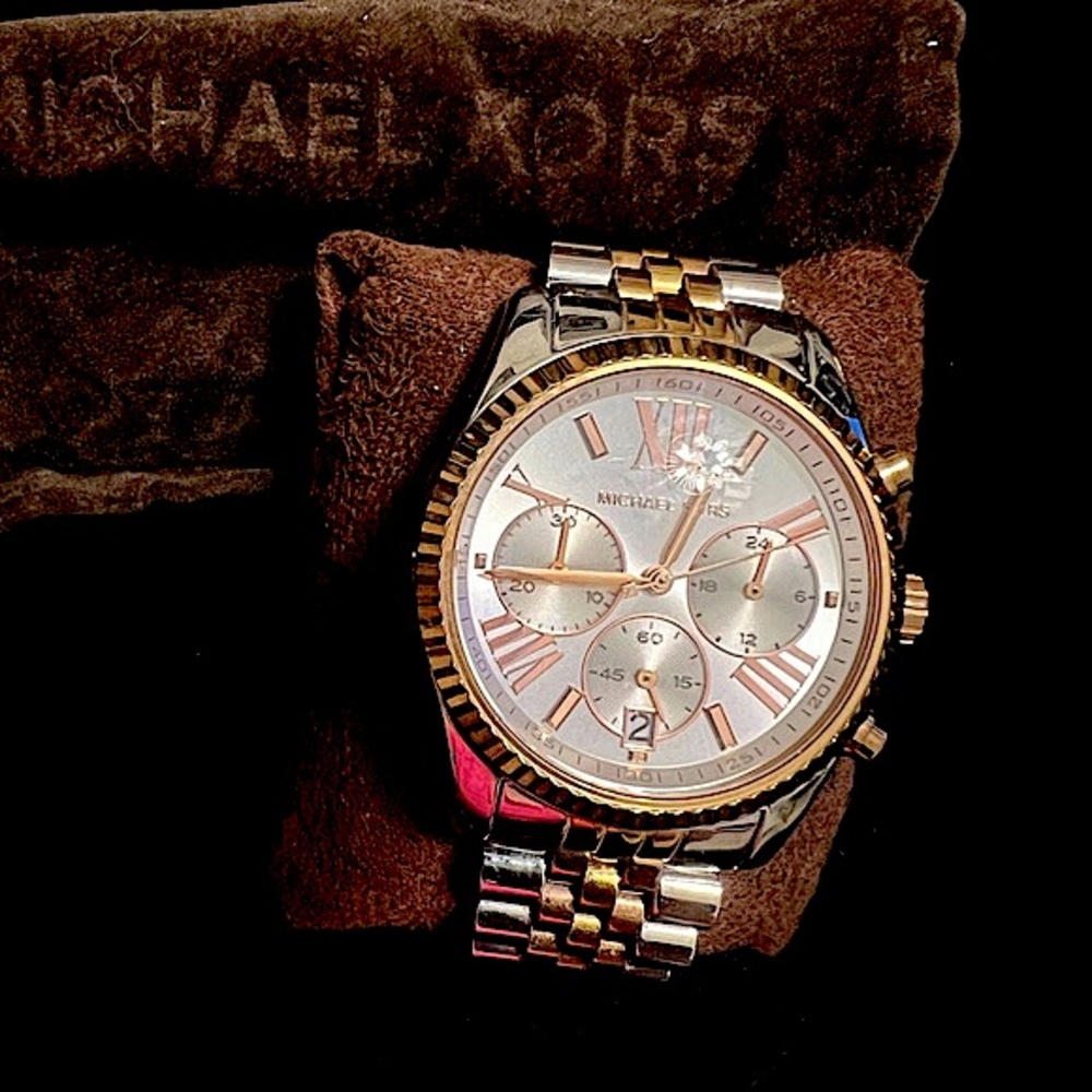 Michael Kors gold and silver large face watch